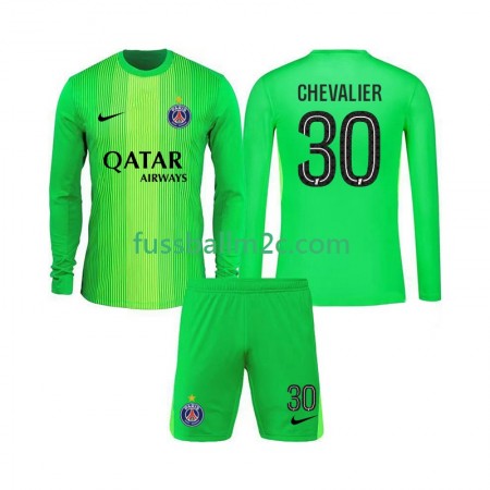 Fußballtrikots Paris Saint-Germain Lucas Chevalier 30 Torwart Kinder Auswärts Trikotsatz 2025-2026 Langarm